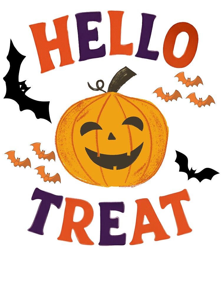Hello Treat  Cute Pumpkin T-shirt for Halloween for Kids and Parents by MojNetSerwis WWK