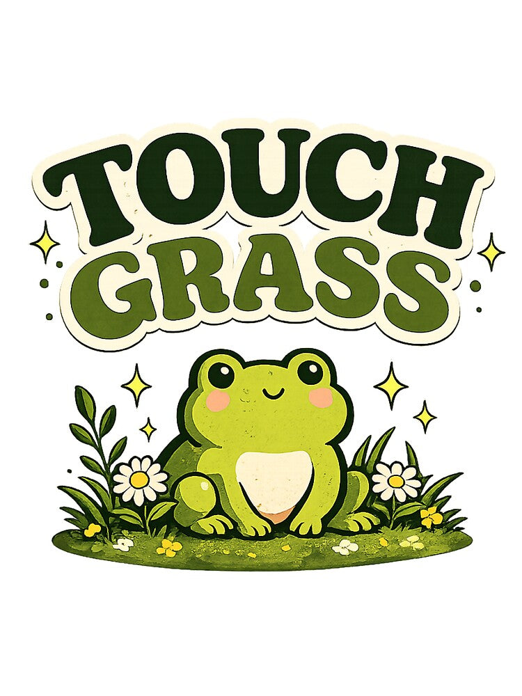 Touch Grass Funny Frog Meme Design by BlackShopps