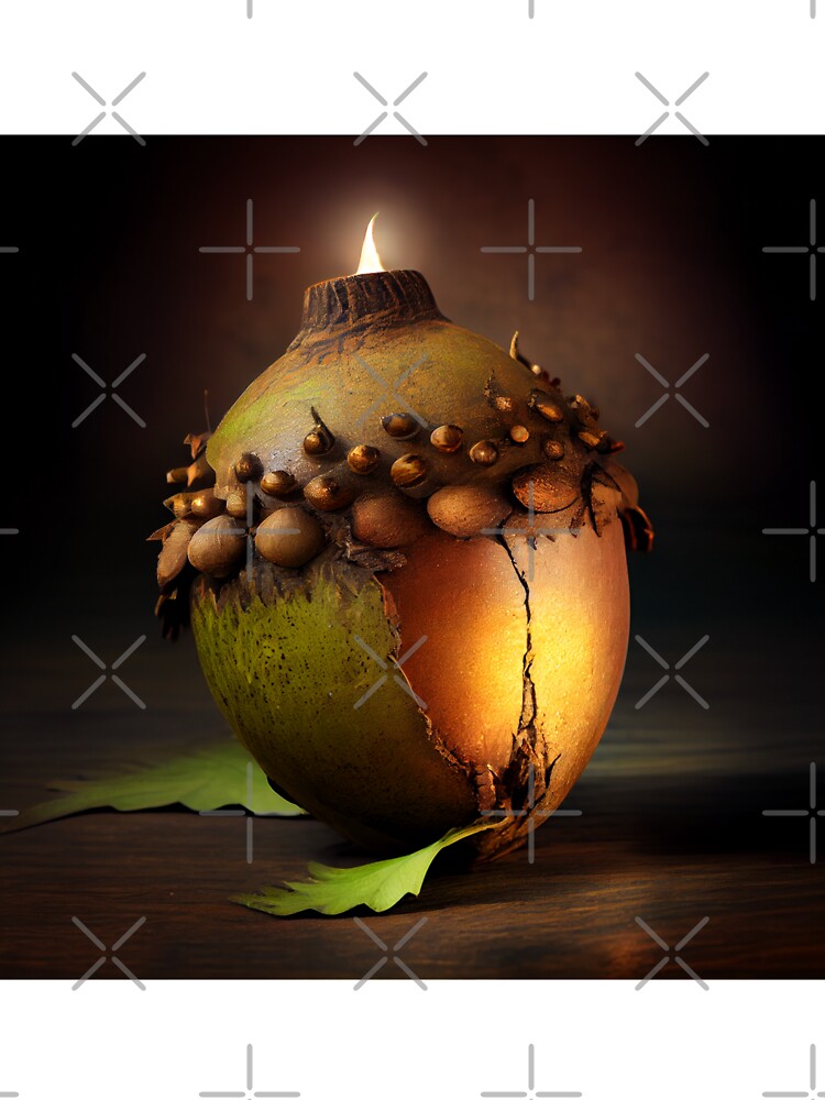 Aged Acorn Illumination Digital Painting by CodeAndColors