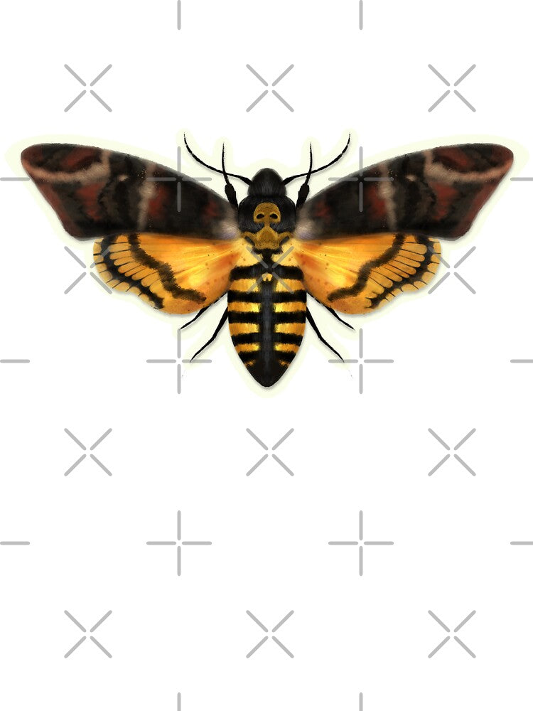 Death’s-Head Hawkmoth Sticker – Gothic Skull Moth, Dark Nature Insect Art by Lone Jensen