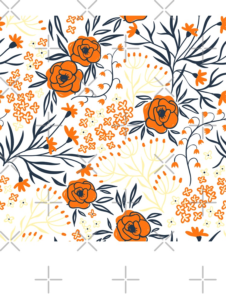 Pink and orange flower pattern by AllPrintsAndArt