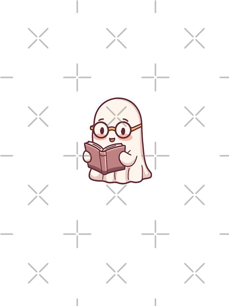 Cute Ghost Reading Book Spooky Bookish Aesthetic Sticker by NEL-BOX