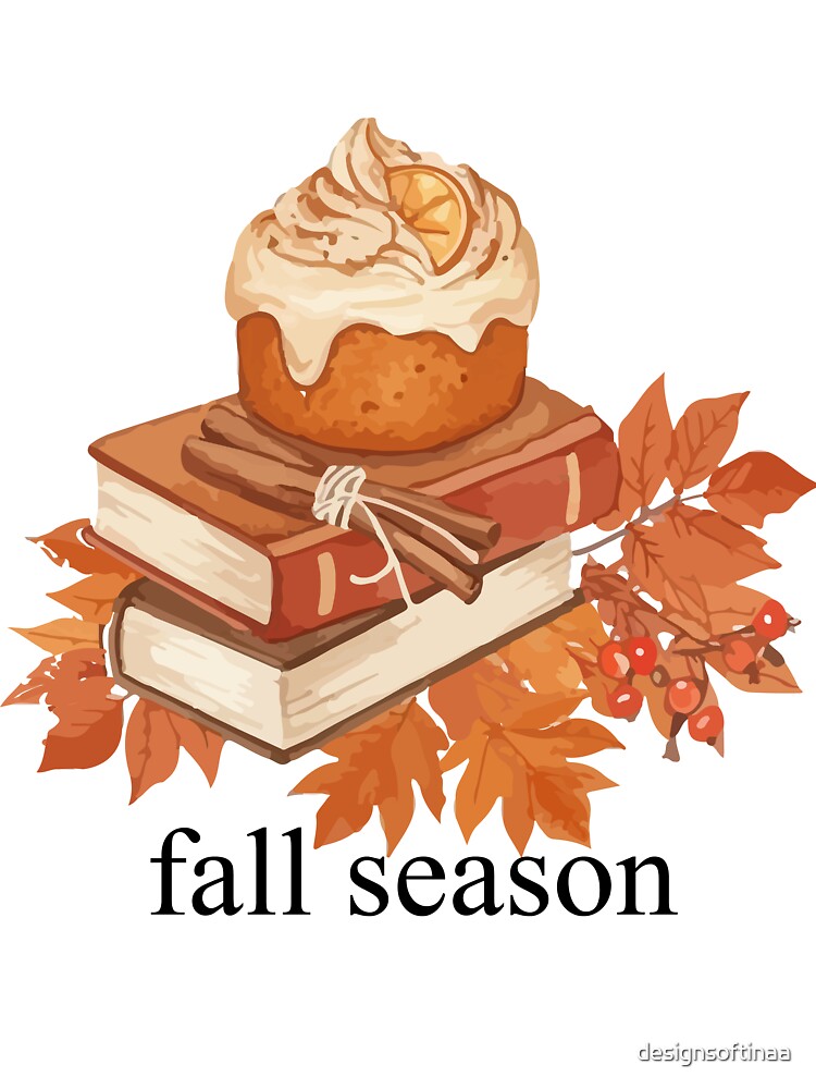 Cozy Autumn Books And Dessert Illustration on white by designsoftinaa