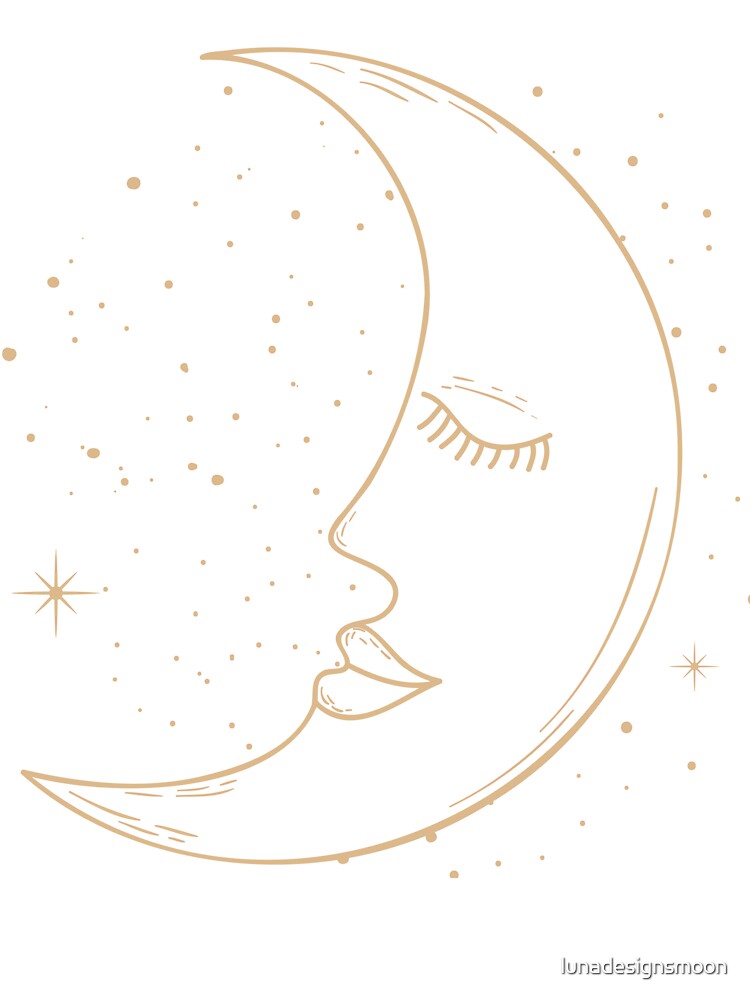 Minimalist Moon with Face and Stars in Beige Tones | Elegant Celestial Design by lunadesignsmoon