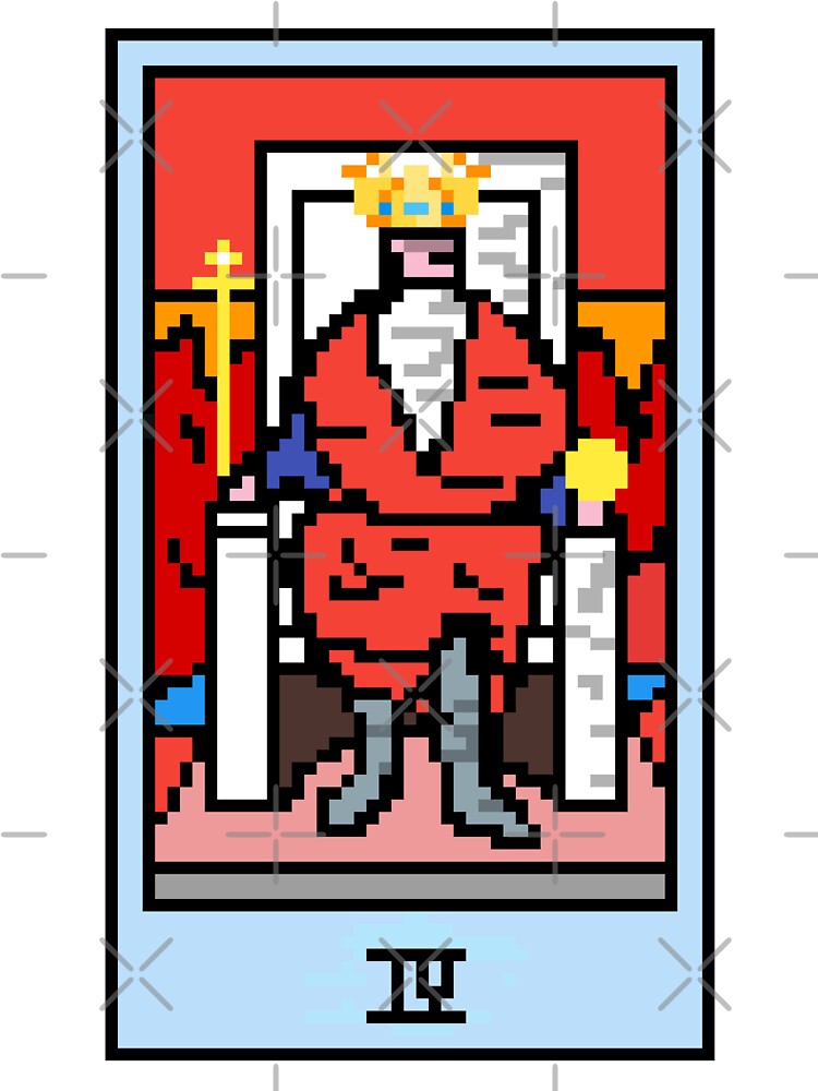 Wait, is this pixel art tarot? White - Major Arcana 'The Emperor' (Design for T-shirt, stickers and other accessories) by Pixel Waite
