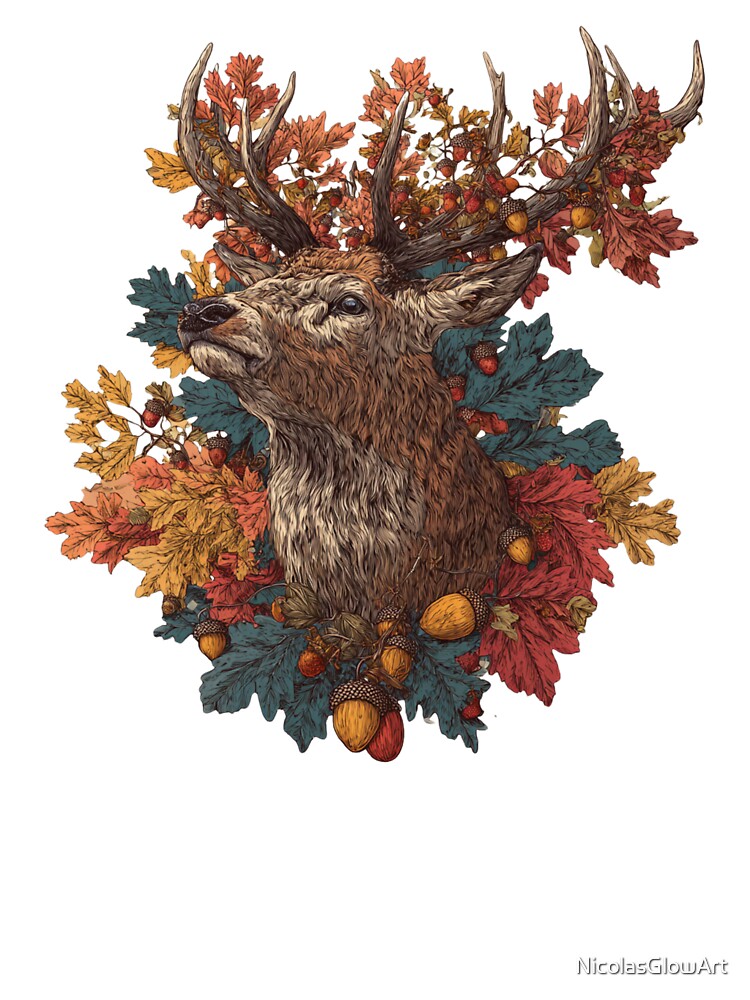 Deer Autumn Head by NicolasGlowArt