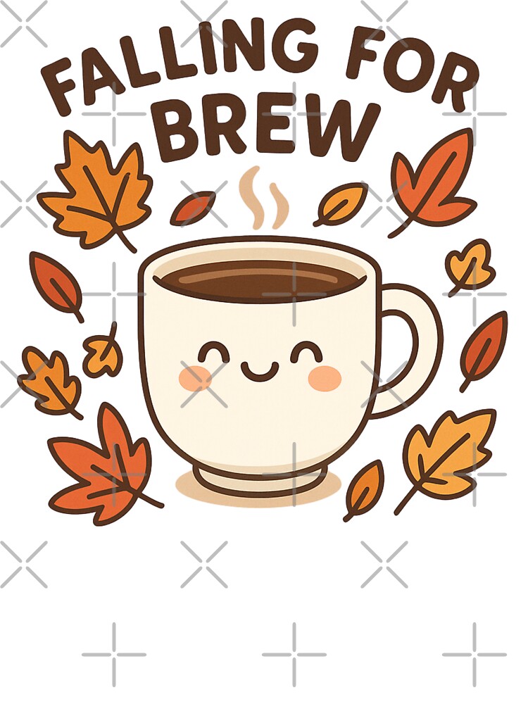 Falling for Brew – Cute Autumn Coffee Cup with Leaves by BloomKind