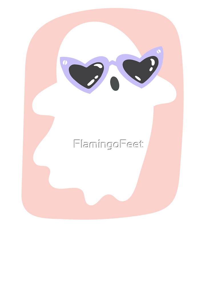 Ghostie with Heart Glasses - purple on pink by FlamingoFeet