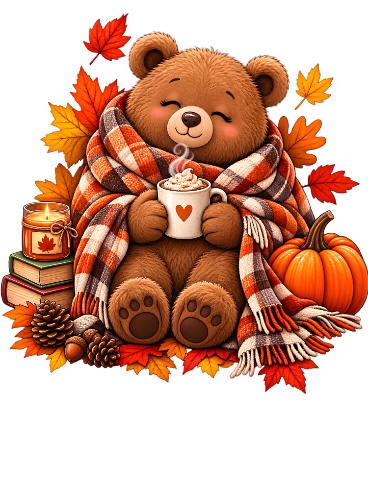 Cozy Teddy Bear Autumn Vibes by TinyWeird