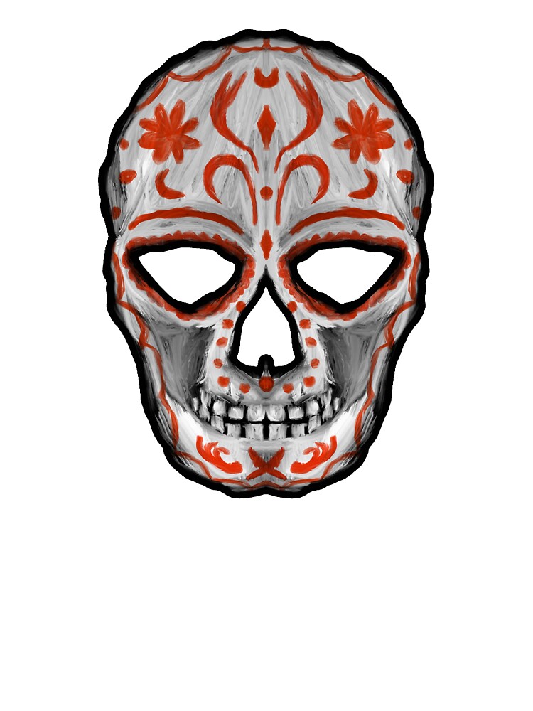 Sugar skull with red by CrazyFozBazaar