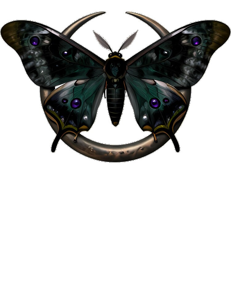 Gothic Luna Moth Crescent Moon Mirror by IllumeInk