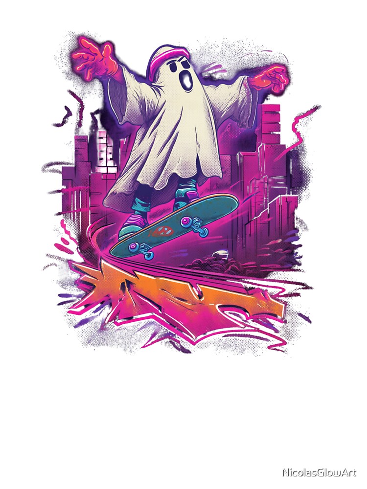 Skate Ghost | T-Shirt by NicolasGlowArt