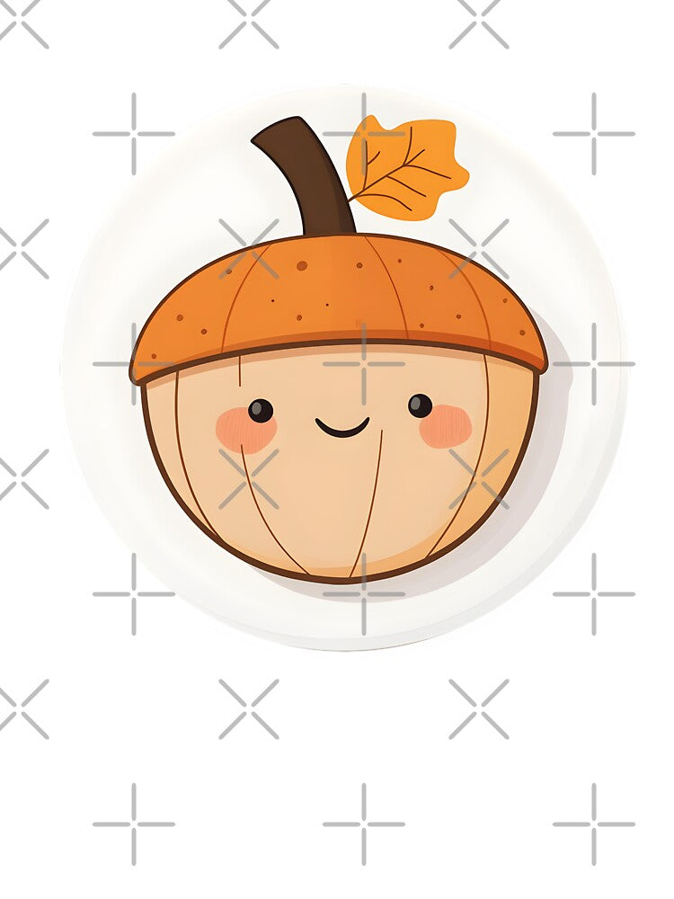 Smiling Acorn with Autumn Leaf Cap by CharmingQuill