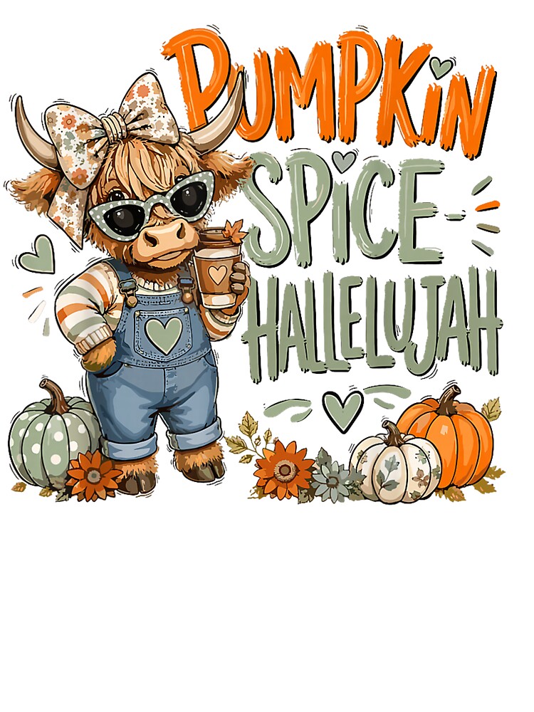 Pumpkin Spice Hallelujah Cute Highland Cow Fall Y’all by VioletNance