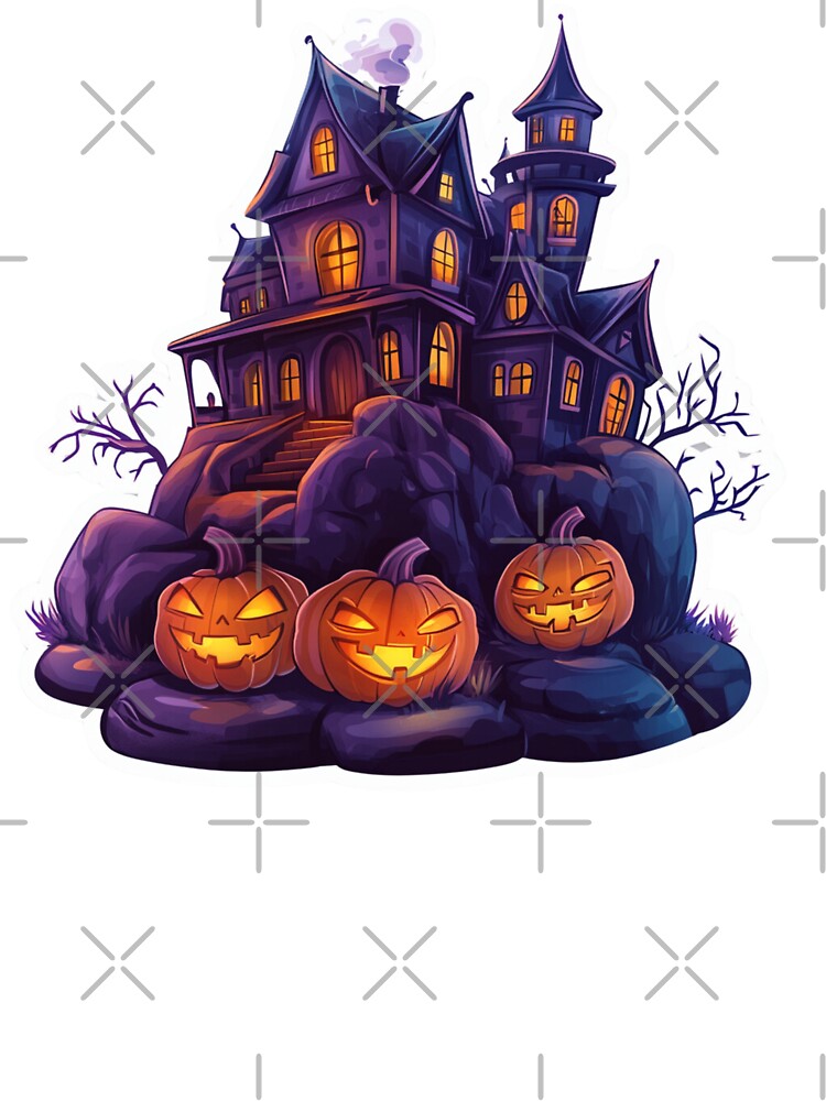 Haunted House and Glowing Jack-O-Lanterns Tee by Socool101