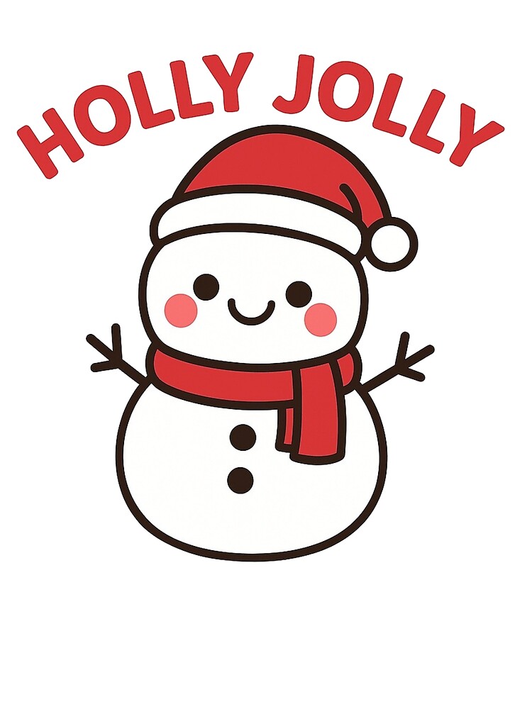 Holly Jolly Snowman | Cute Kawaii Christmas Snowman | Festive Holiday Winter Design by StyleLap