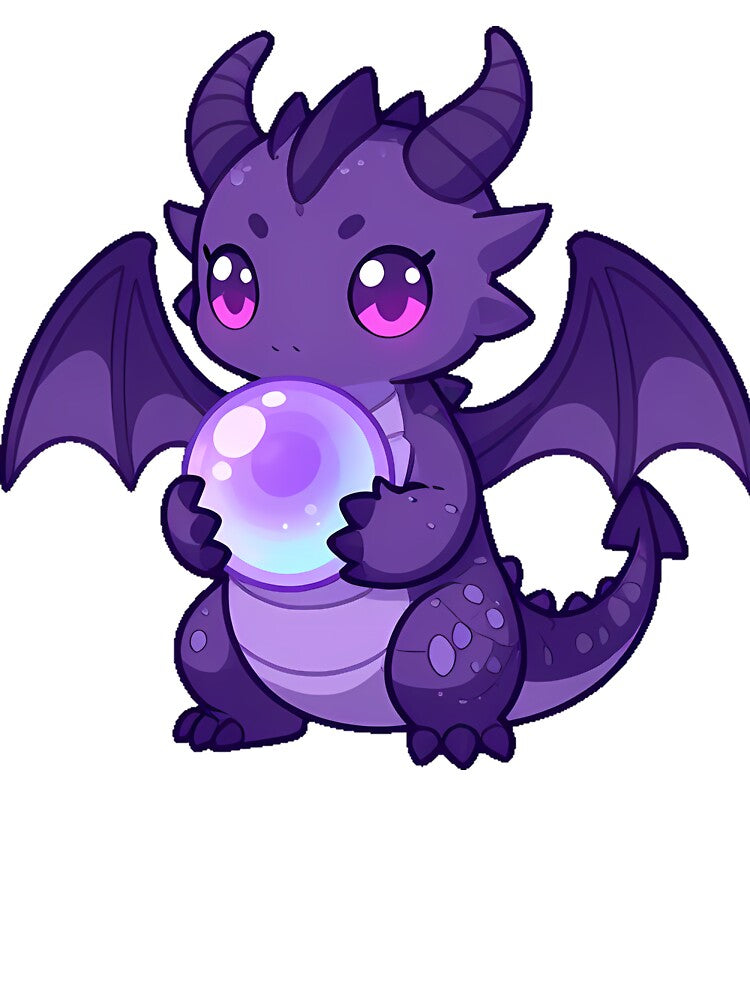 Violet Dragon with Crystal Ball by IllumeInk