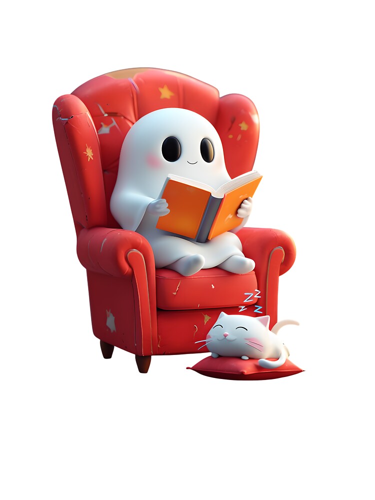 Ghost Reading a Book | Spooky Book Lover Design by GoxyVision