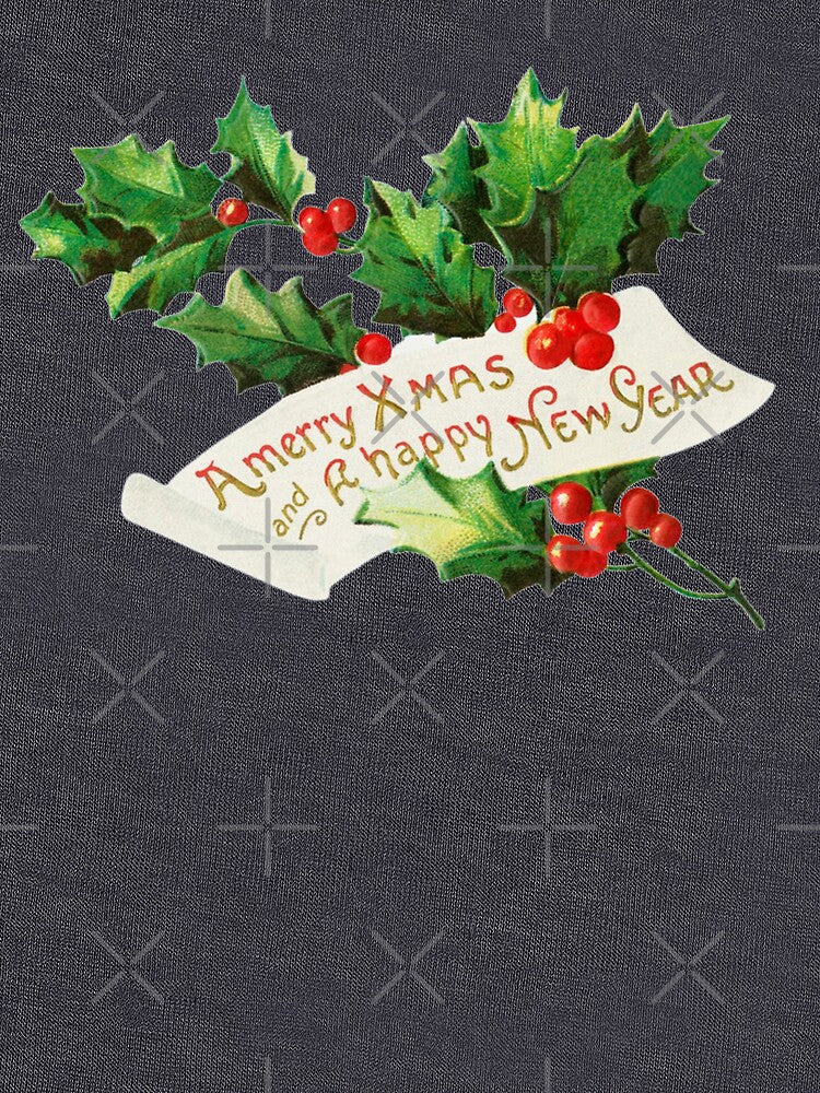 Vintage holly branch Merry X'mas and A Happy New Year Retro Antique Christmas by IMPHives