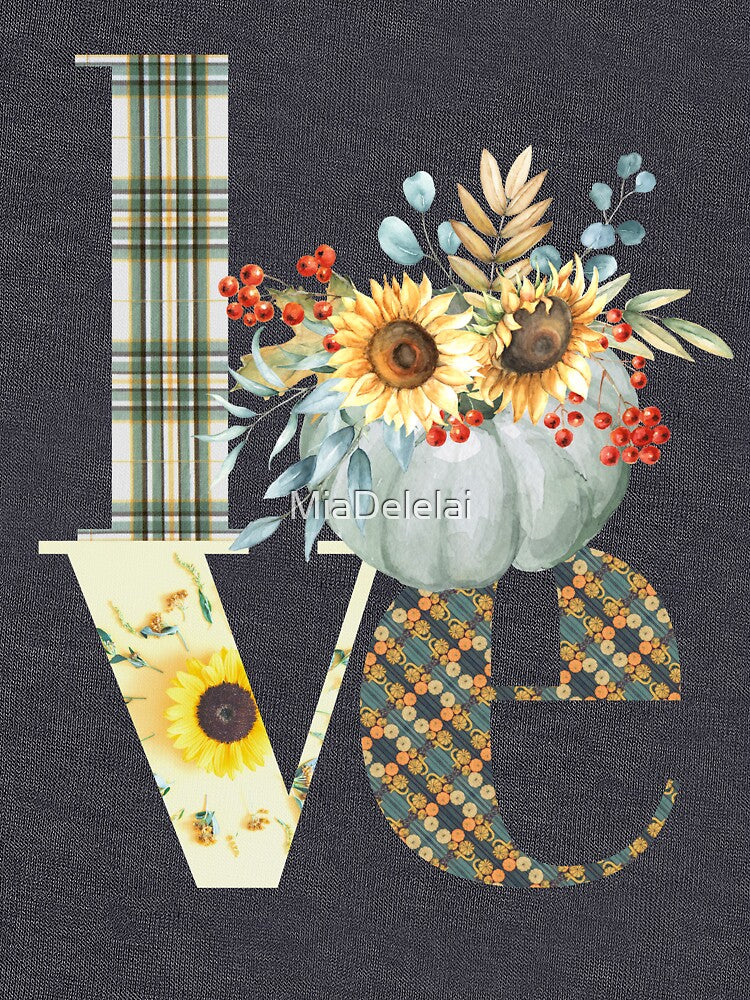 I Love Fall Flannel, Pumpkins, Hayrides Autumn Vibes Design by MiaDelelai
