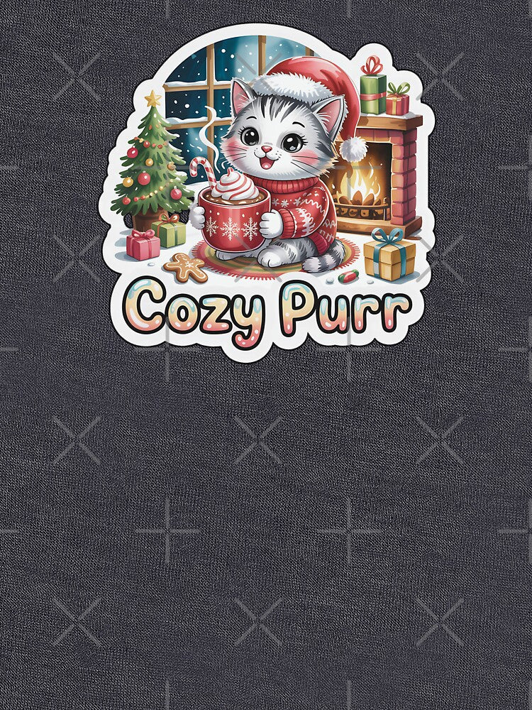 Christmas Cozy Purr Cat – Cute Holiday Kitten by the Fireplace by Nuist25