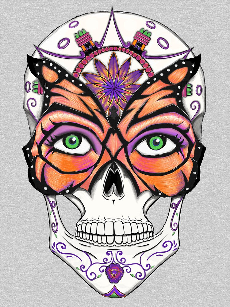 Monarch inspired Female Sugar Skull. by Caummon Thread