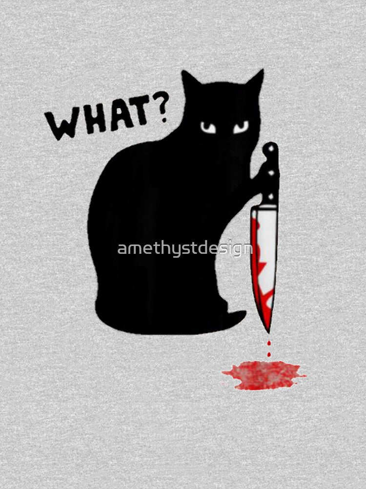 Cat What?  Murderous Black Cat With Knife Halloween Gift by amethystdesign