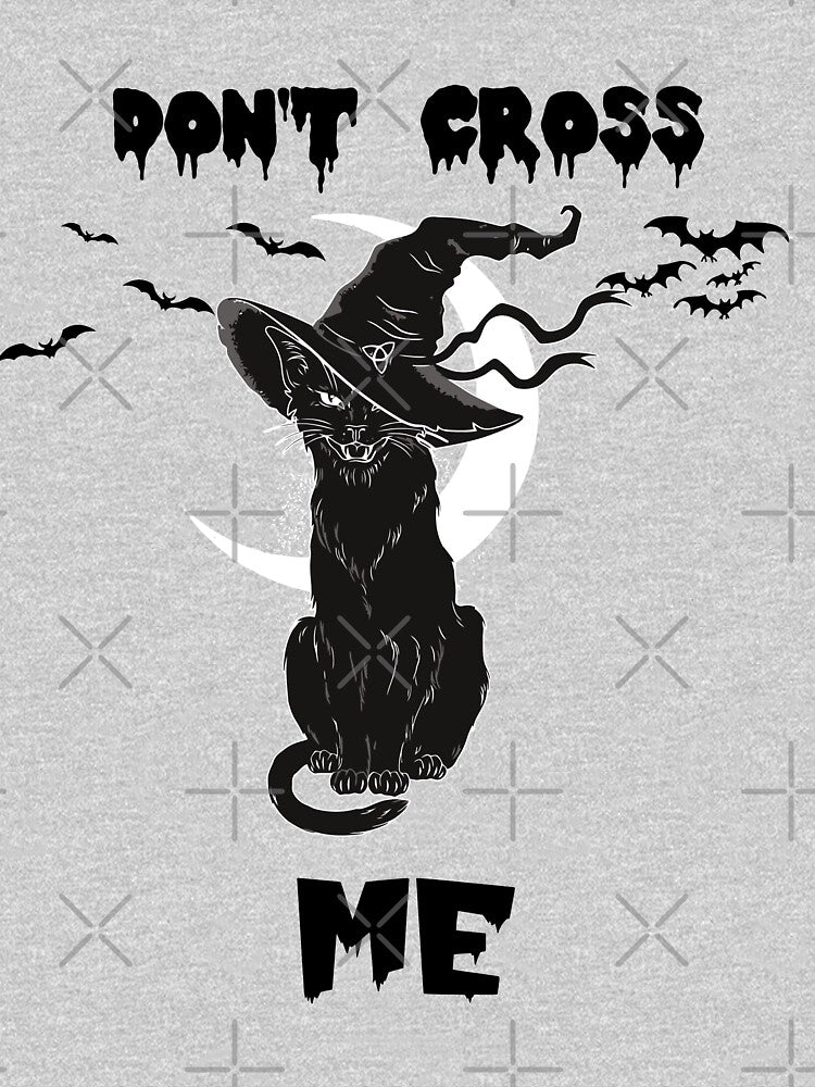 Scary Black Cat Don't Cross Me Funny Halloween by R&BApparel
