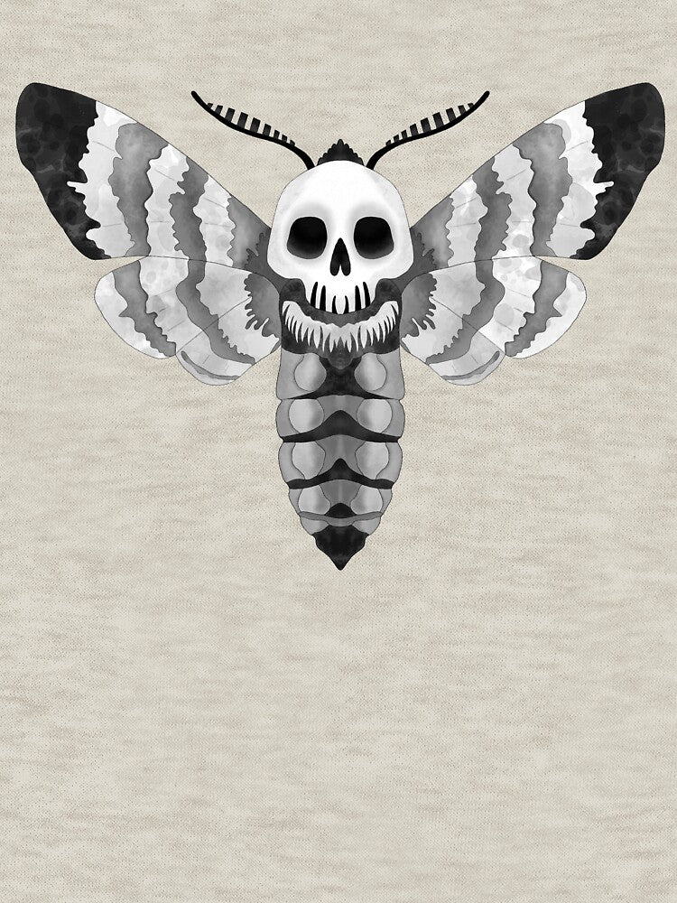 Monochrome Death Head Moth Skull Illustration, Black and White by IrenicBears