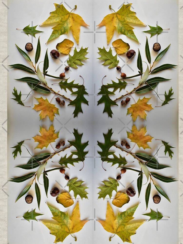 Autumn pattern with yellow and green leaves by mariya-ivanova