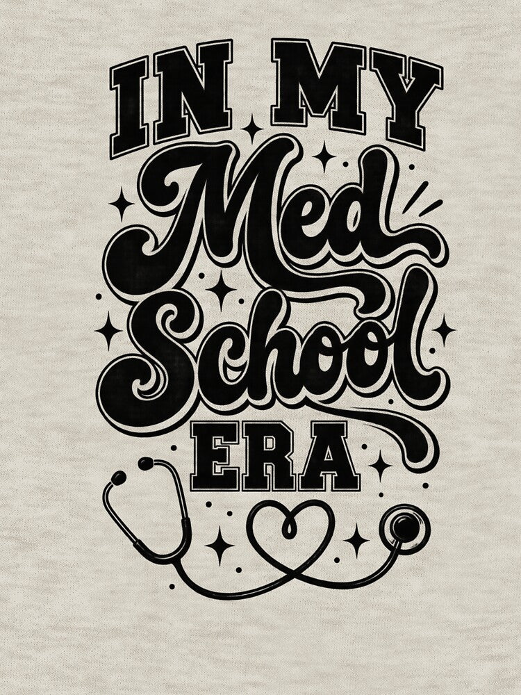 In My Med School Era Funny Stethoscope Med Student Typography by Yellowriversss