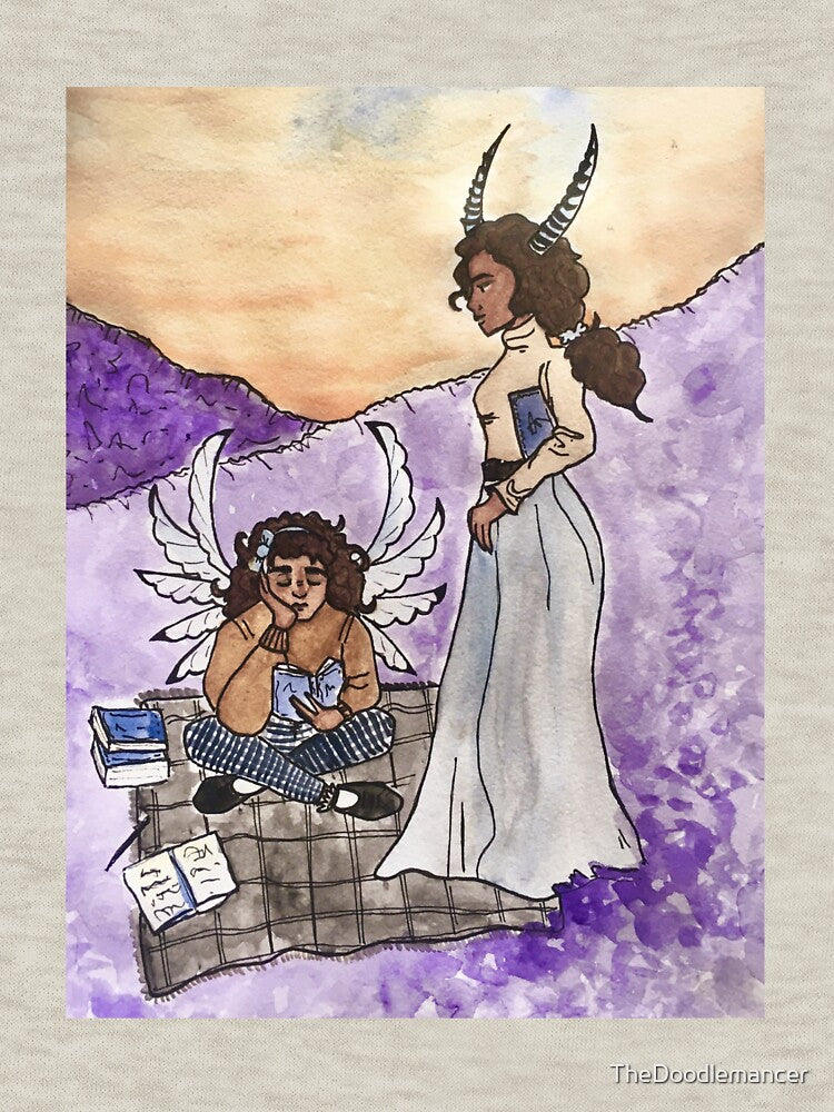 Dark and Light Academia: Angel and Devil Girls by TheDoodlemancer