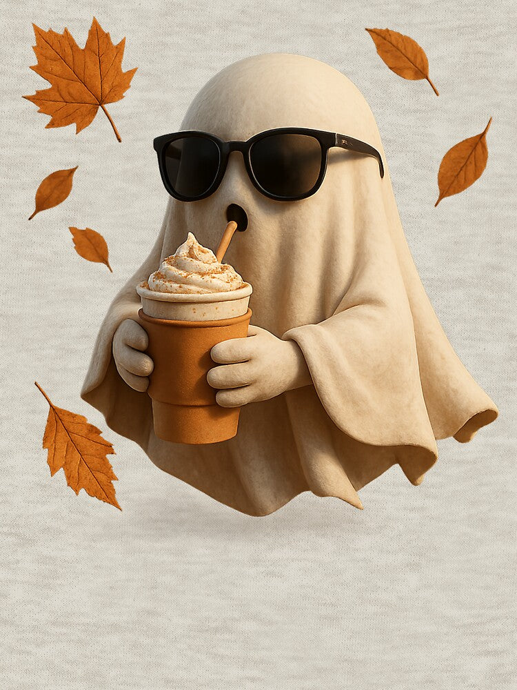 Cool Autumn Ghost with Pumpkin Spice Latte – Cozy Fall Vibes Design by TrendTribeTP