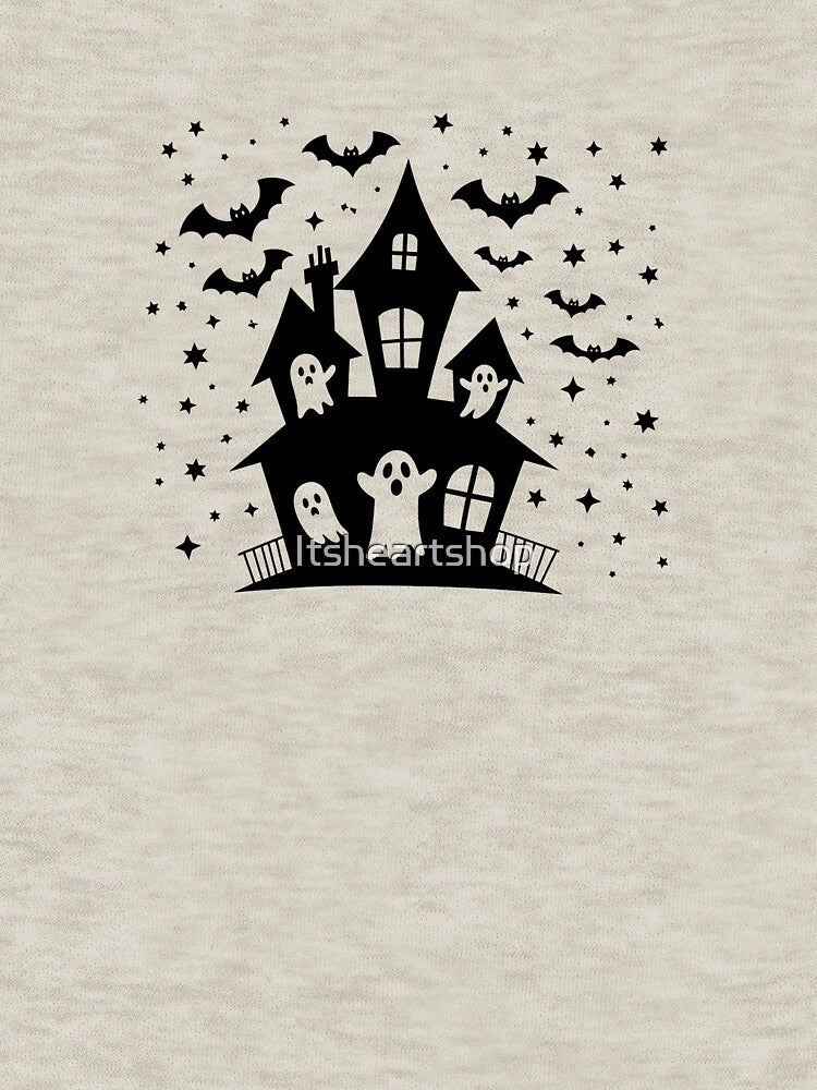 Spooky Haunted House with Ghosts and Bats by Itsheartshop