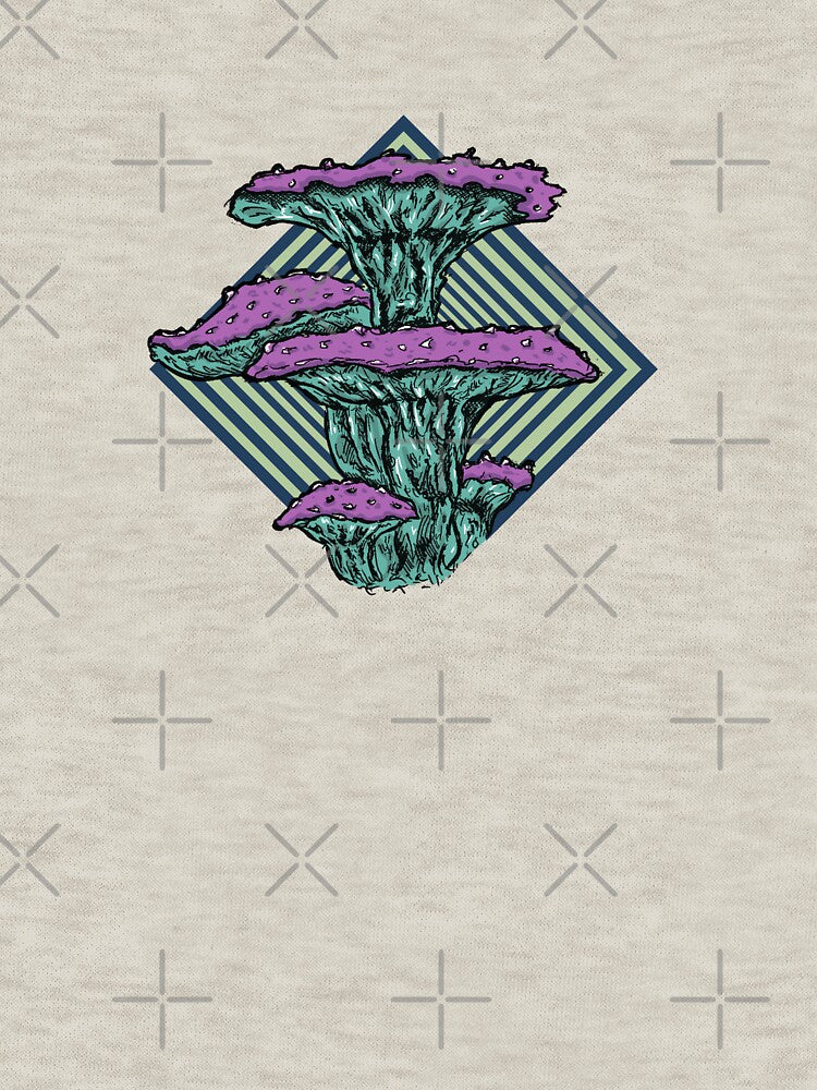 Azure Bloom Fungus – Retro Psychedelic Mushroom Illustration by Half Mess