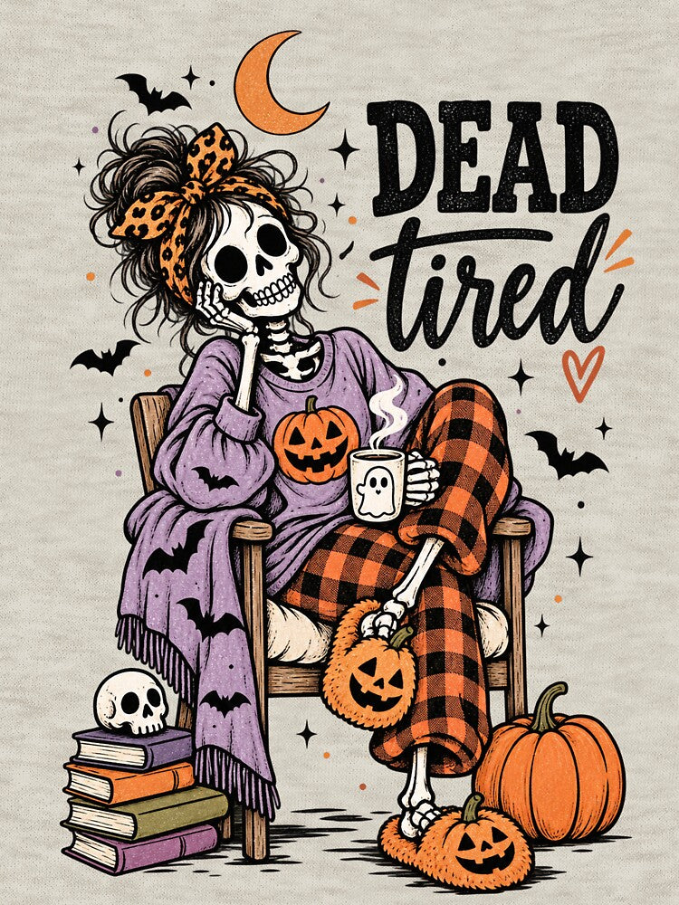 Dead Tired Mom Retro Funny Skeleton, Mom Life Humor Gift by Quiajia