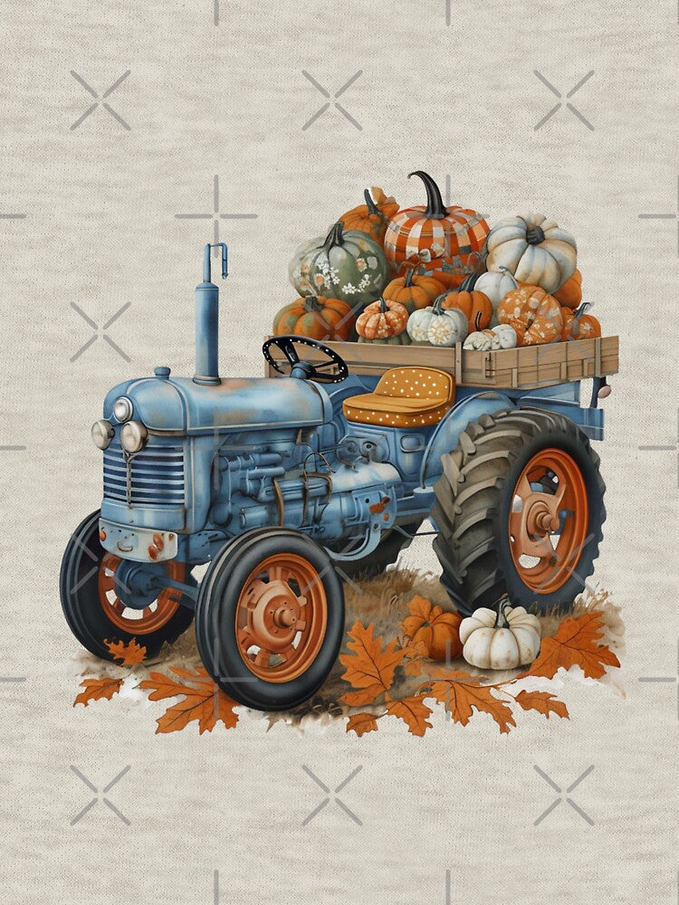 Vintage Blue Tractor Pumpkin Patch Harvest Fall by HBDStudio