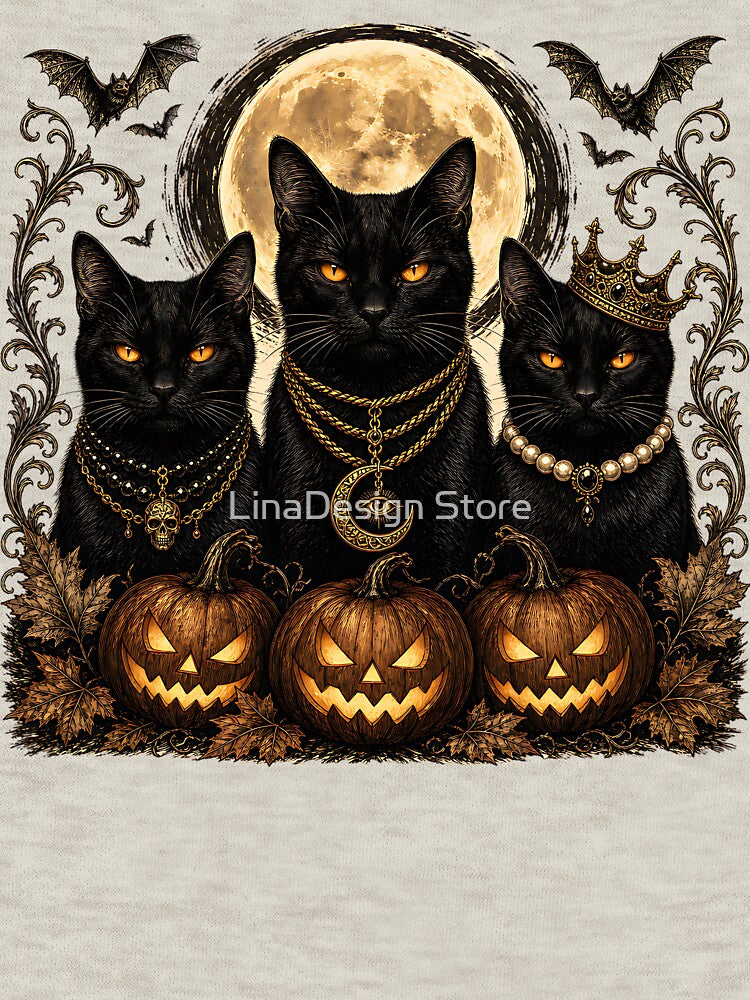 Black Cat Coven – Gothic Halloween Cats and Pumpkins by LinaDesign Store