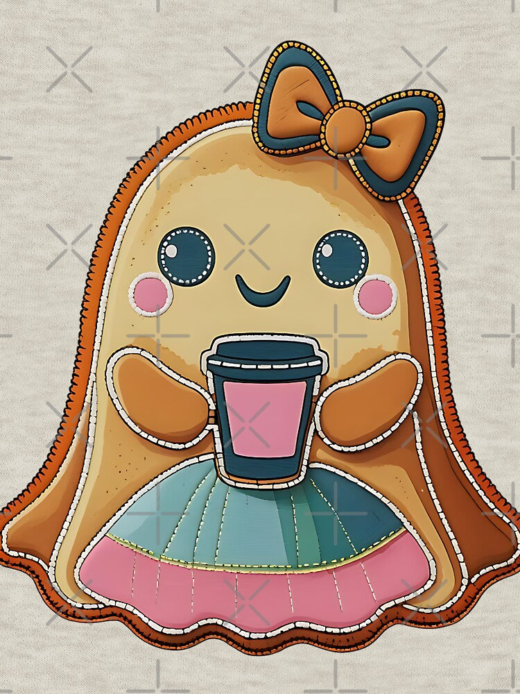 Adorable Ghost Girl with Bow and Coffee by ArtDesignTp