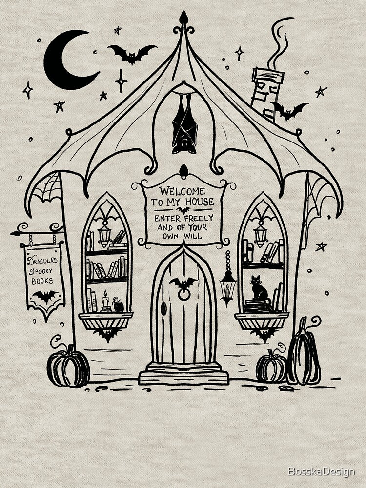 Copy of Dracula book shop Halloween art by BosskaDesign