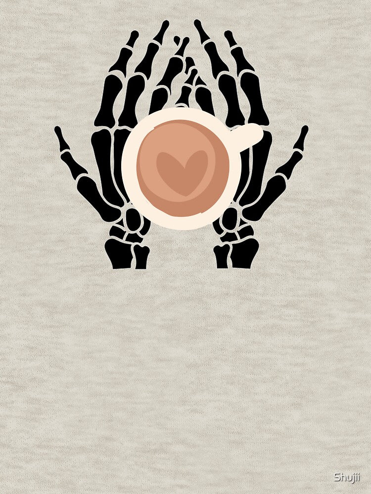 Coffee in Skeleton Hands Halloween Cute Funny by Shujii