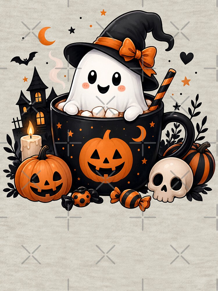 Cute Halloween Ghost Mug T-Shirt – Spooky Pumpkin Design by Abdelthreads