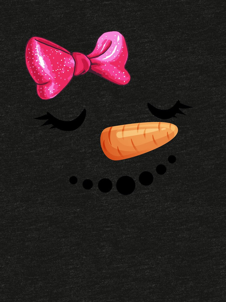 Pink bow snowman face carrot nose christmas winter snow girl by WilliamMacken