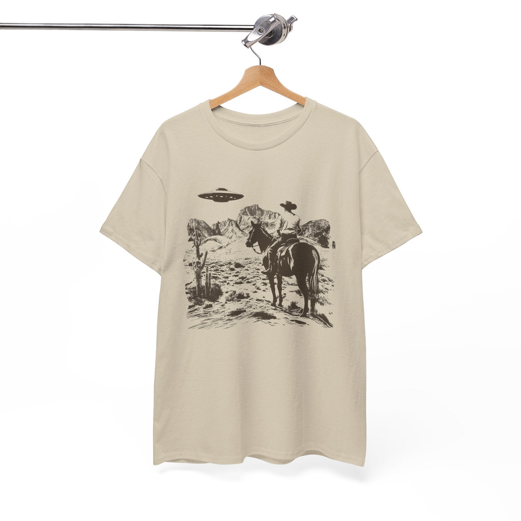 Retro UFO and Cowboy Western Graphic Tee.