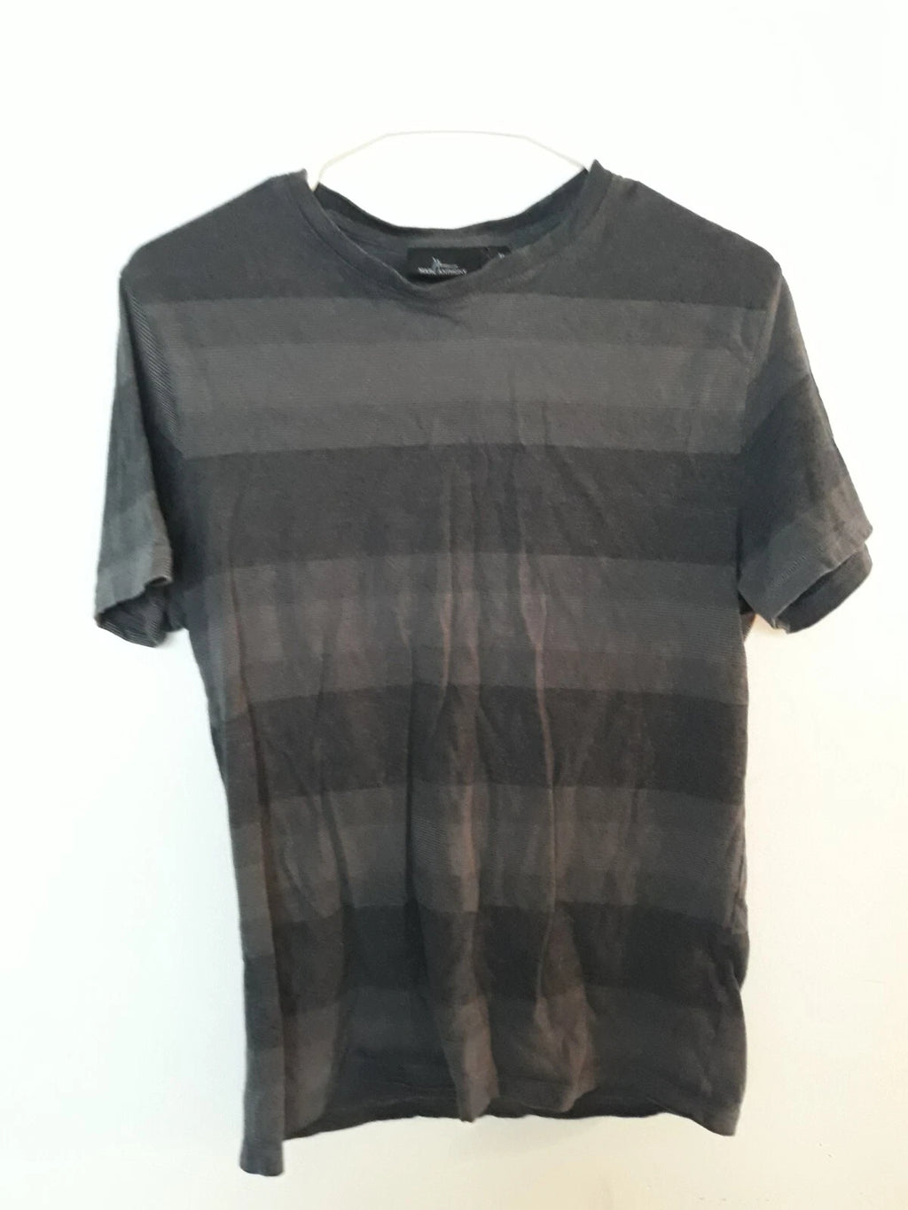 Marc ANTHONY shirt M grey stripe Dark Academia Office Career Old Money Golf Bin6