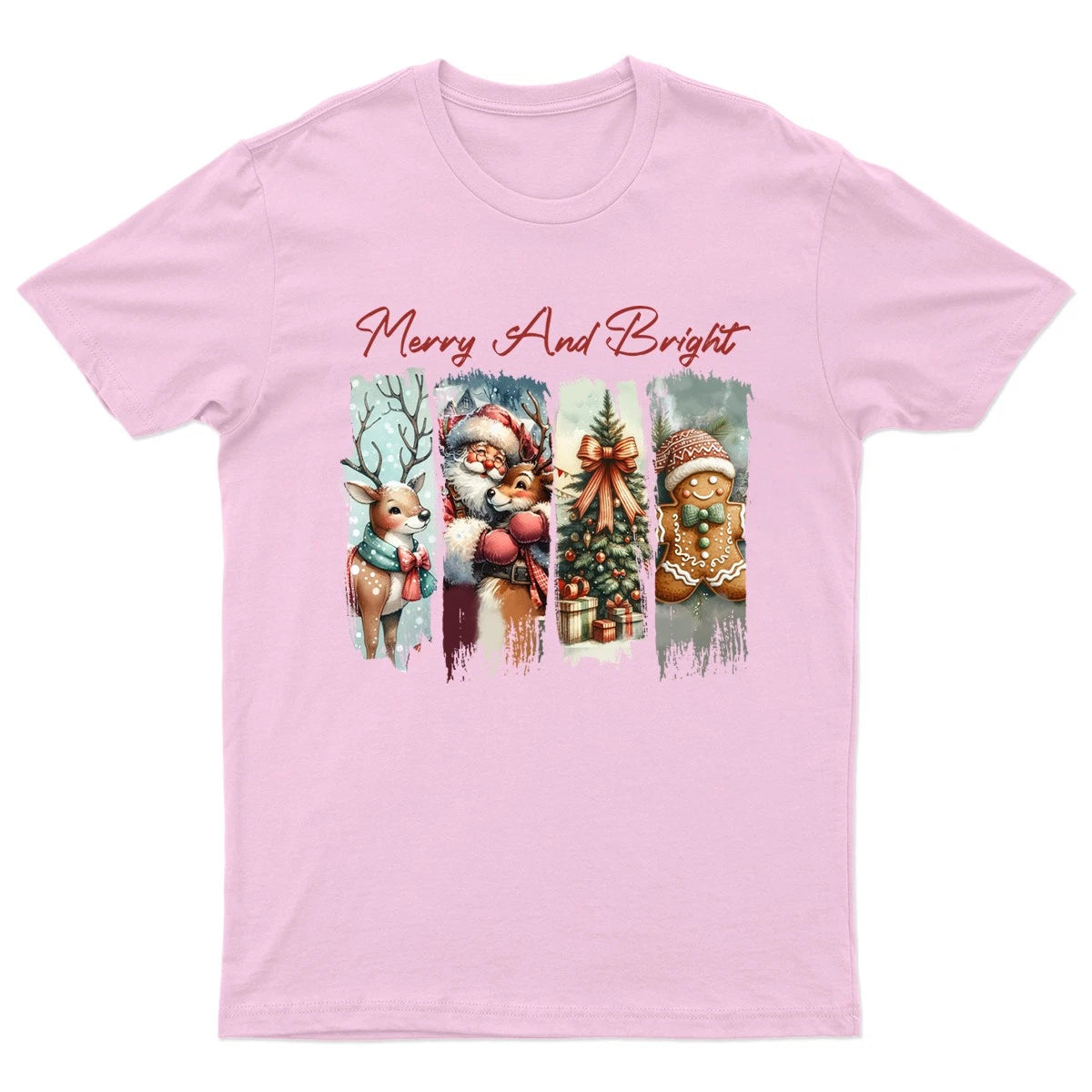 Merry And Bright Christmas T-Shirt Unisex Retro Funny Womens Vintage Mens -l