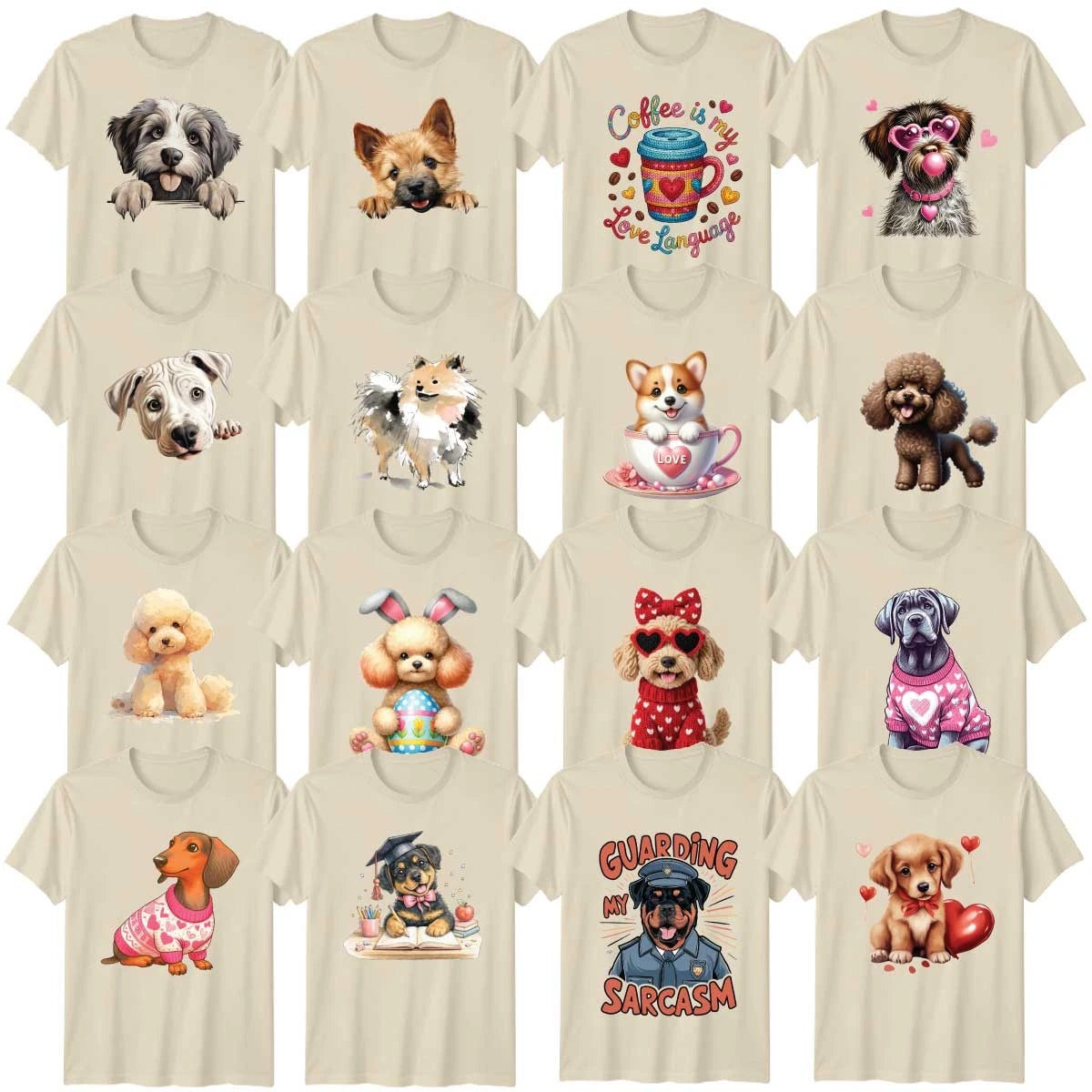 Cute Dog Adult T-Shirt Poodle Canine Rottweiler Dog Lover Gift