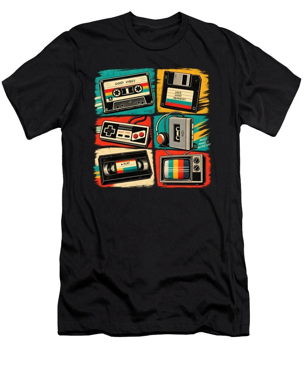 Retro Nostalgia T Shirt 80s 90s Vintage Gamer Music Lover Gift