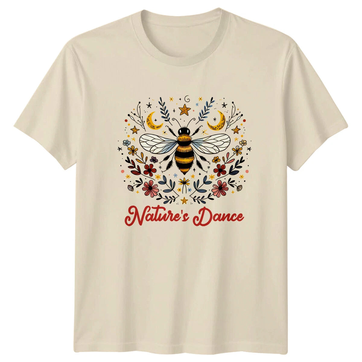 Nature's Dance Bee Celestial Magic T-Shirt Moon Stars Nature Tee