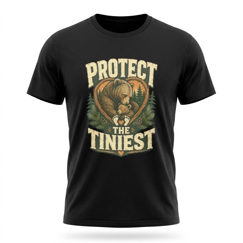 Protect the Tiniest Pro Life Mama Bear Black T-Shirt Wildlife Mom Tee
